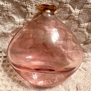 Art Glass Vase Soft Pink Gold Rim Oval Bud Vase Heavy 3 3/8"  Made In Italy